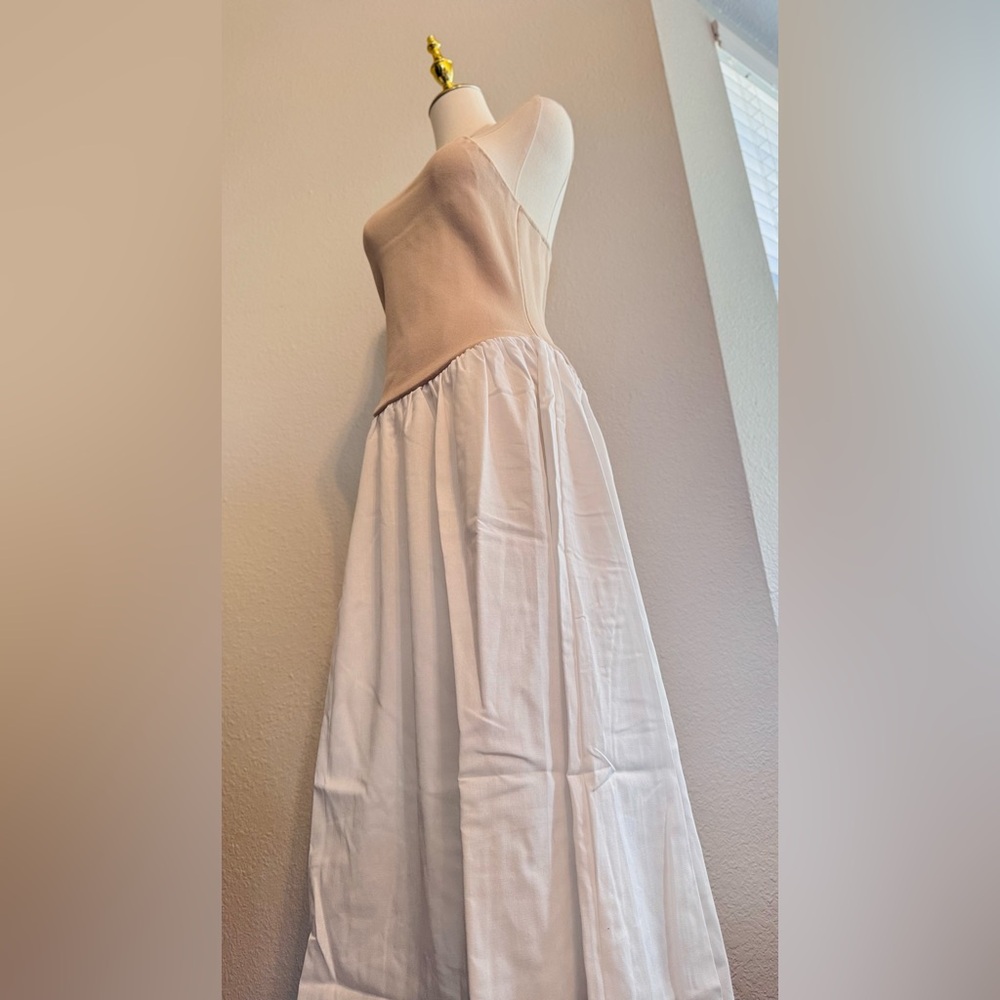 MESHKI Katie White Linen & Nude Knit Midi Dress - Picture 7 of 16